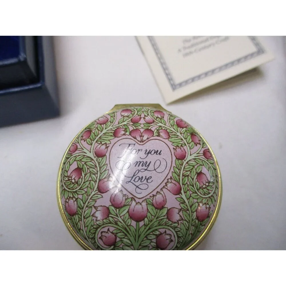 Enamel Box Halcyon Days St.‎ Valentines Day 1993 Snuff Pill Jewelry lovers